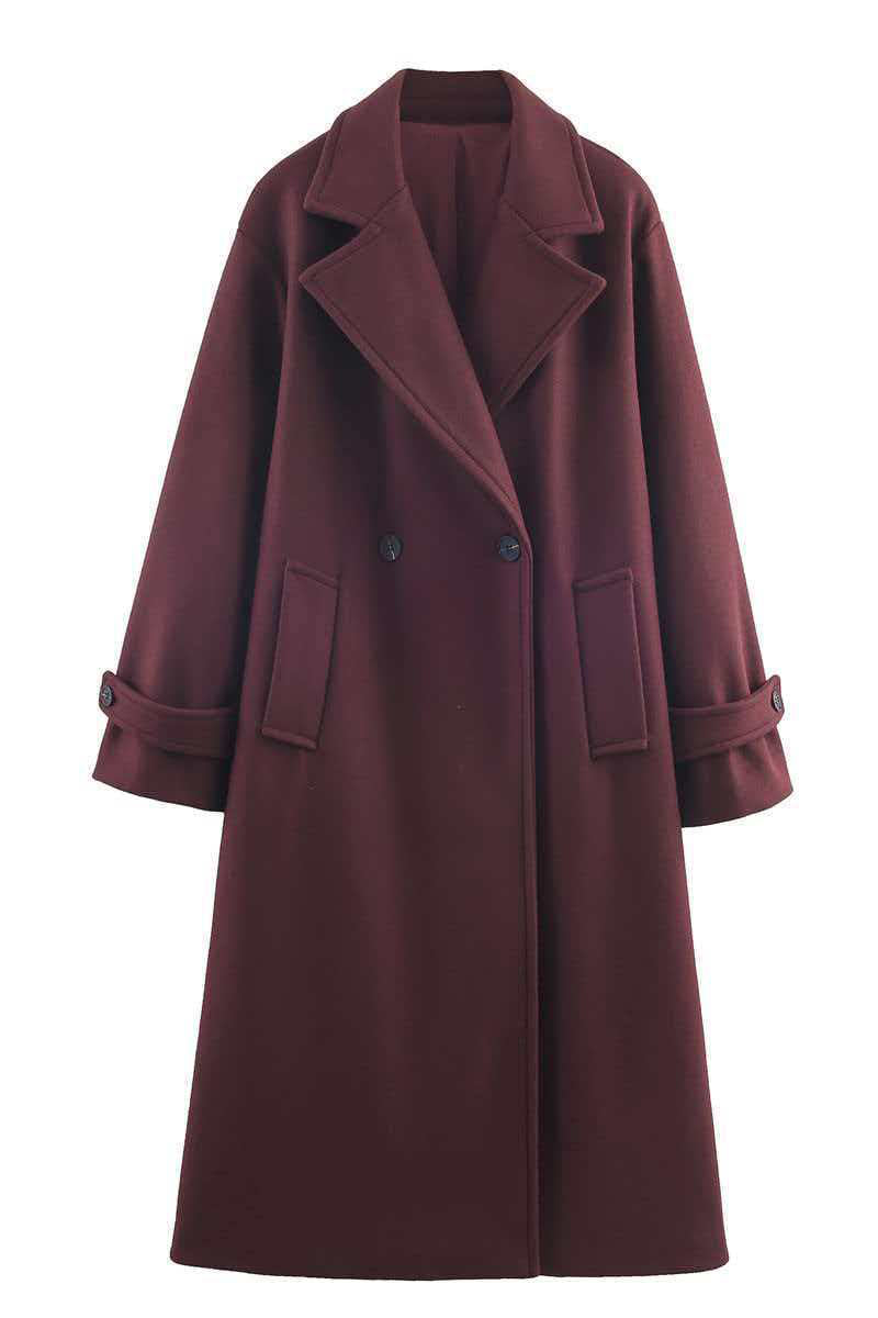 Elegant Double-Breasted Long Coat
