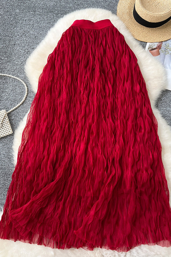 Flowing Textured Midi Skirt