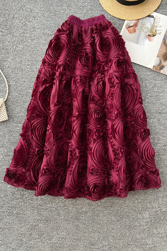 Floral Textured Midi Skirt