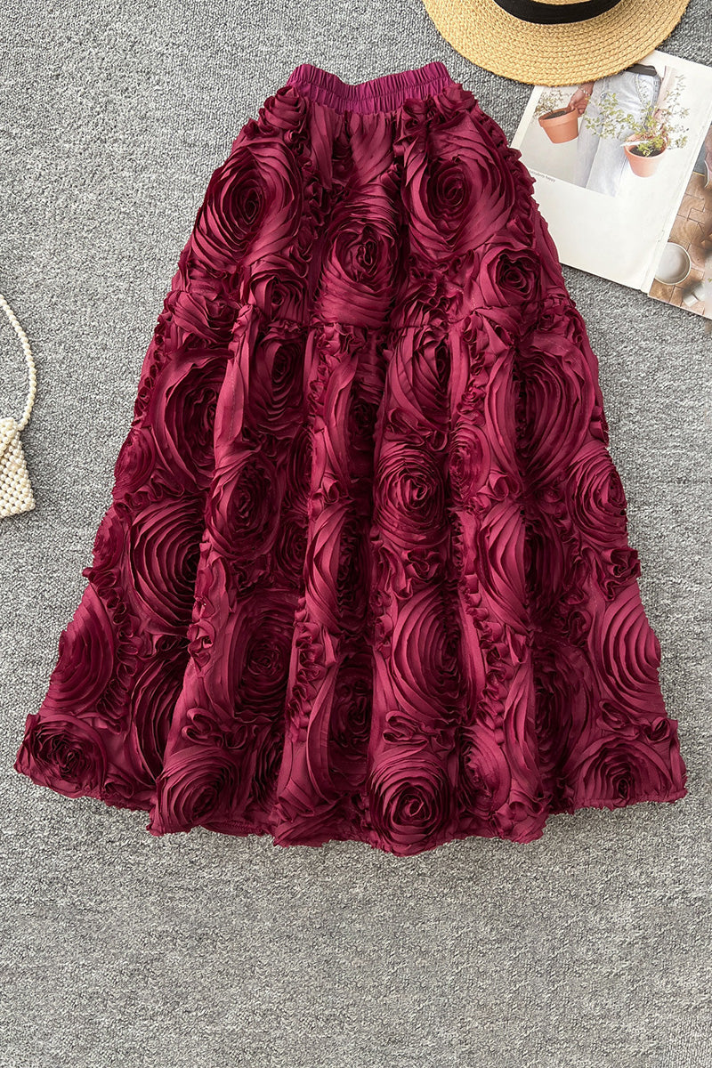 Floral Textured Midi Skirt
