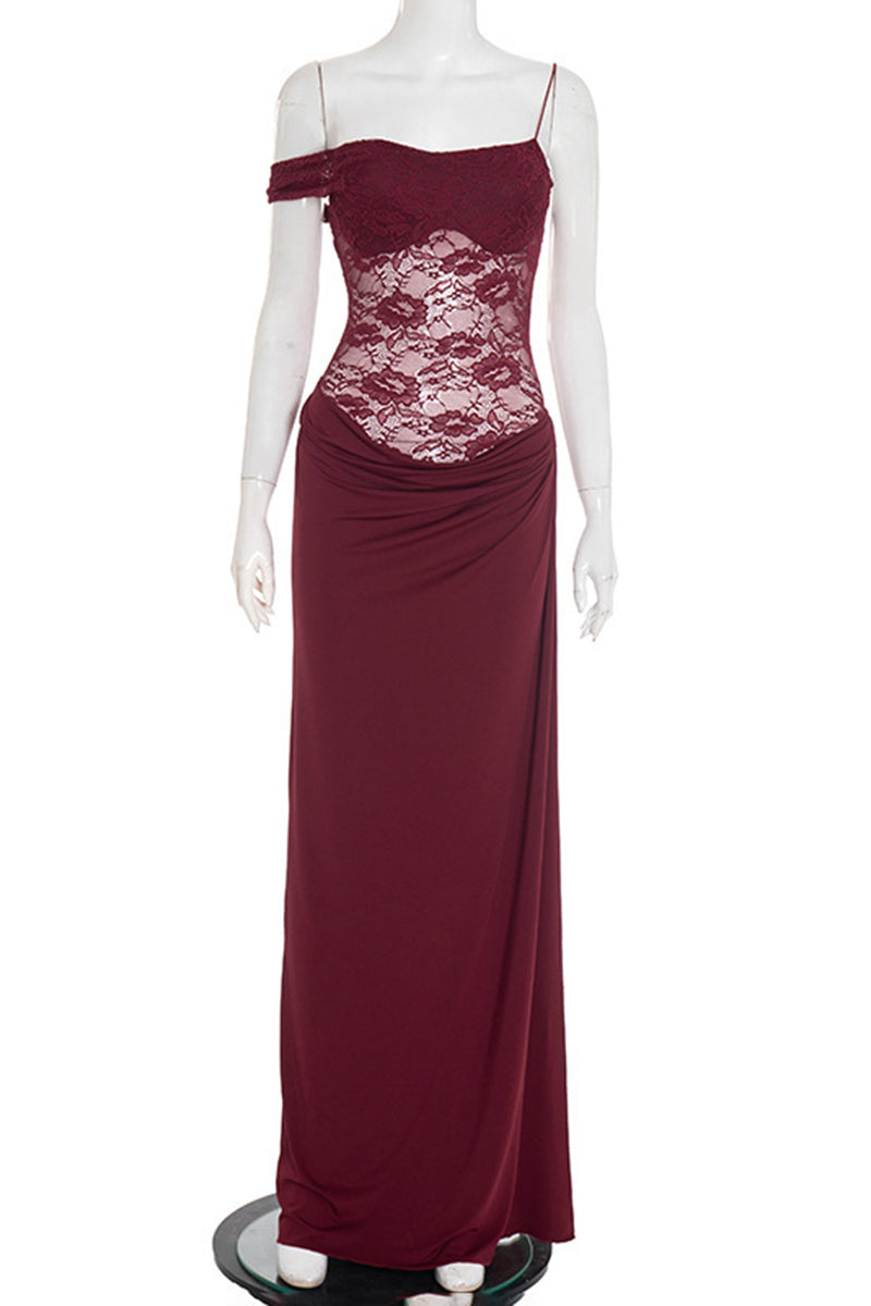 Off-Shoulder Lace Bodycon Casual Dress