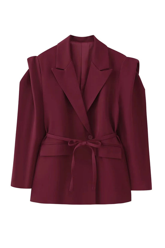 Elegant Belted Blazer Jacket