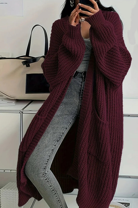 Oversized Open-Front Knit Cardigan
