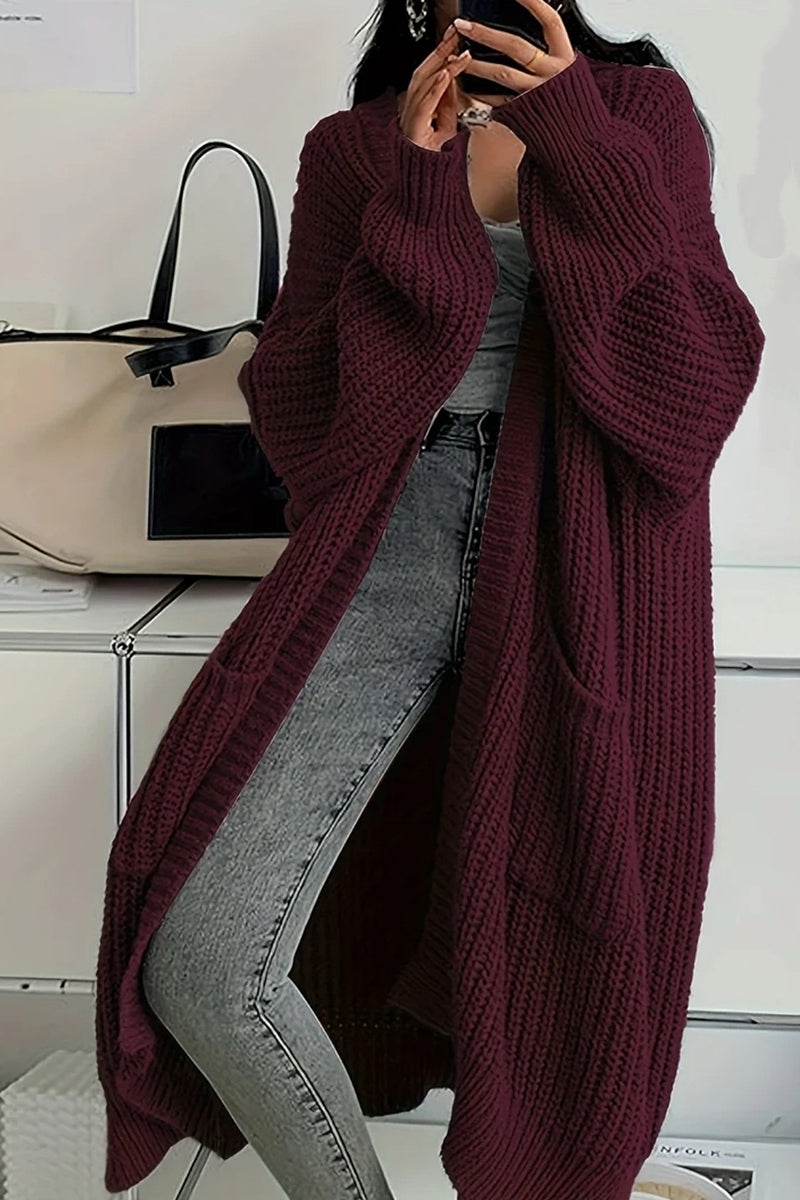 Oversized Open-Front Knit Cardigan