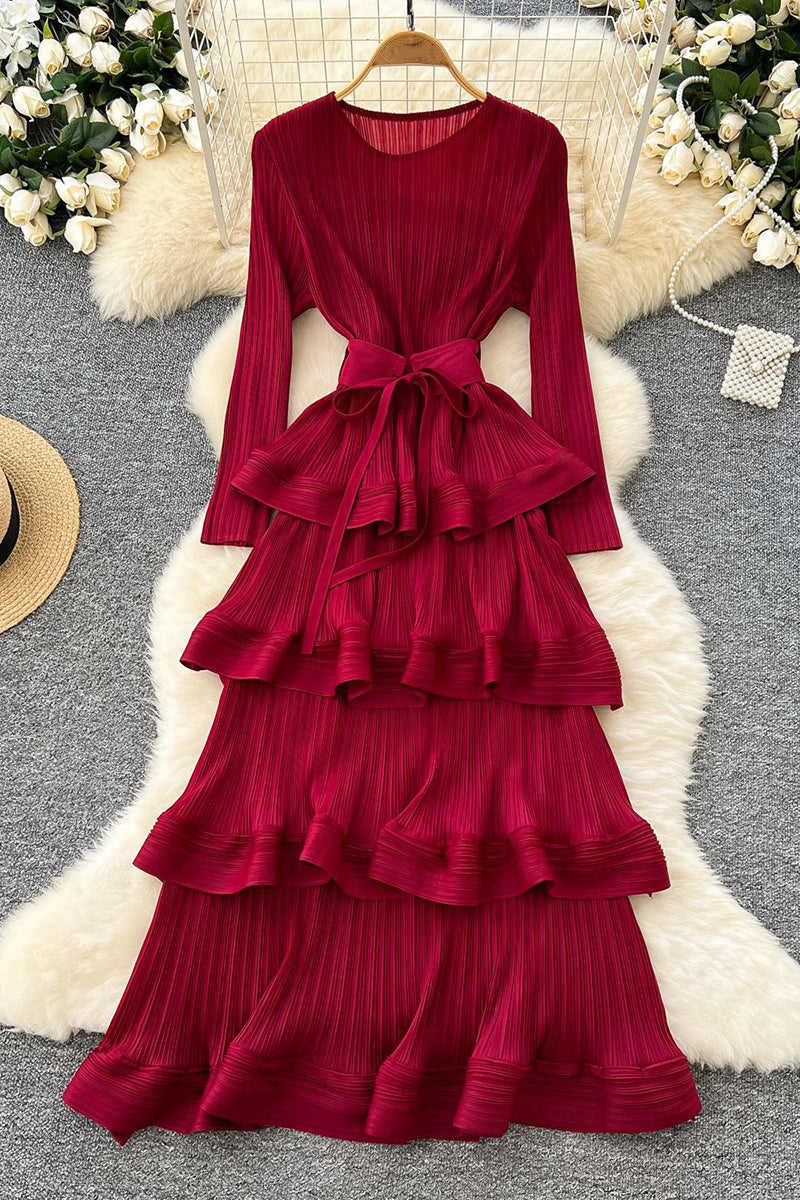 Tiered Ruffle Long Sleeve Casual Dress