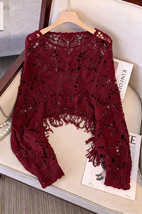 Elegant Cropped Open-Knit Top