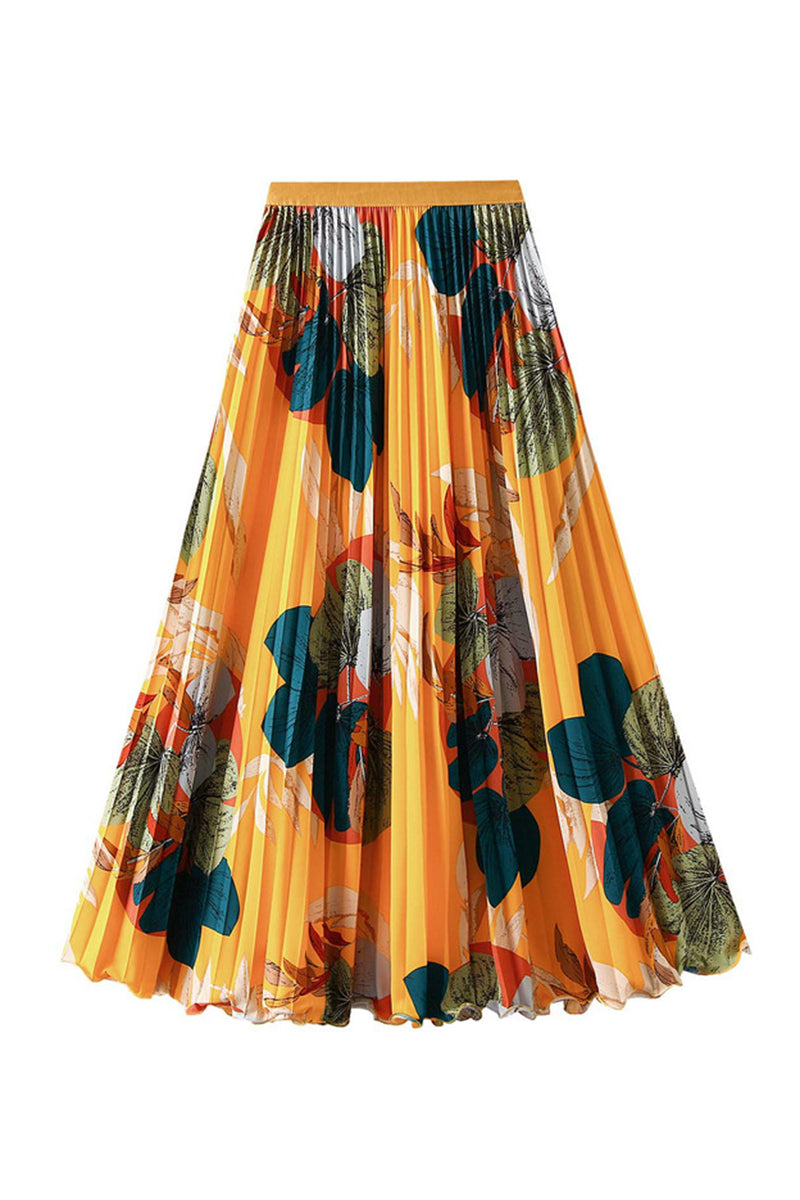 Floral Pleated Midi Skirt