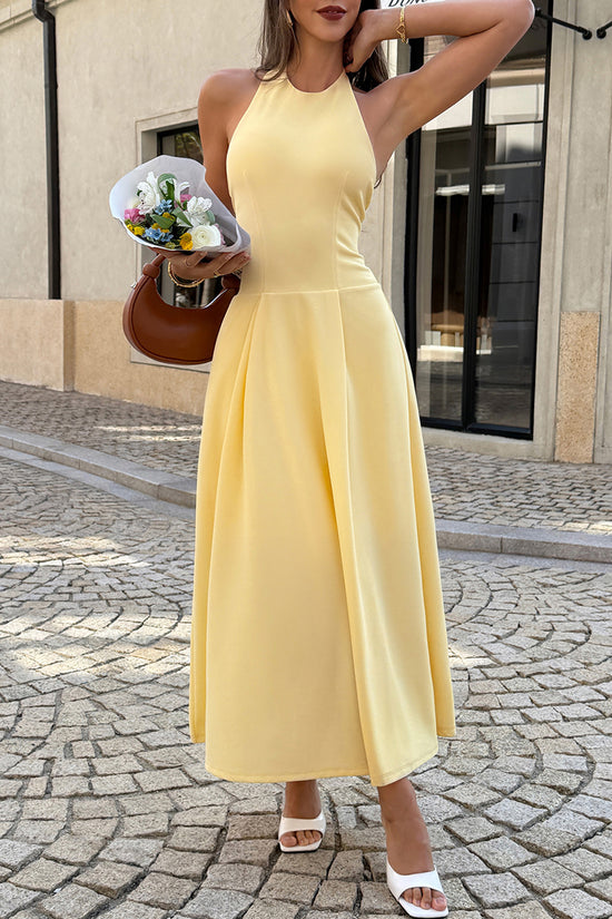 Sleeveless Halter Midi Dress