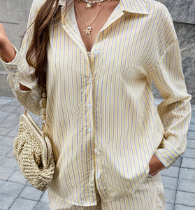 Striped Relaxed Shirt and Shorts Set