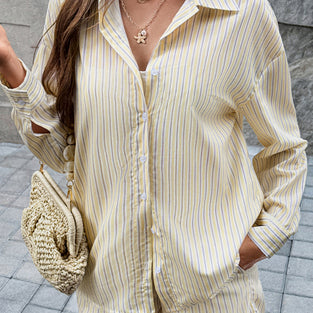 Striped Relaxed Shirt and Shorts Set