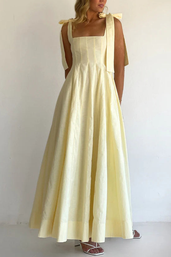 Bow Tie Strap Sleeveless Maxi Dress