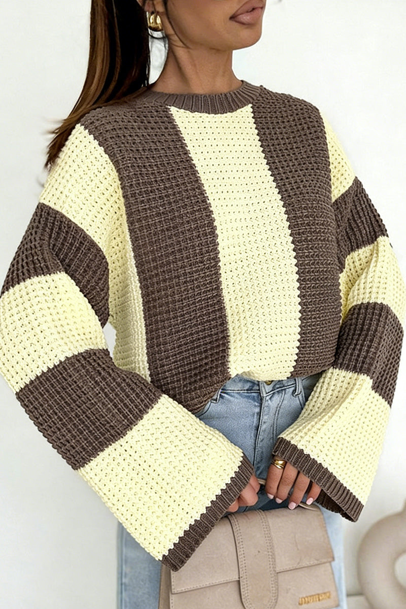 Striped Waffle-Knit Sweater