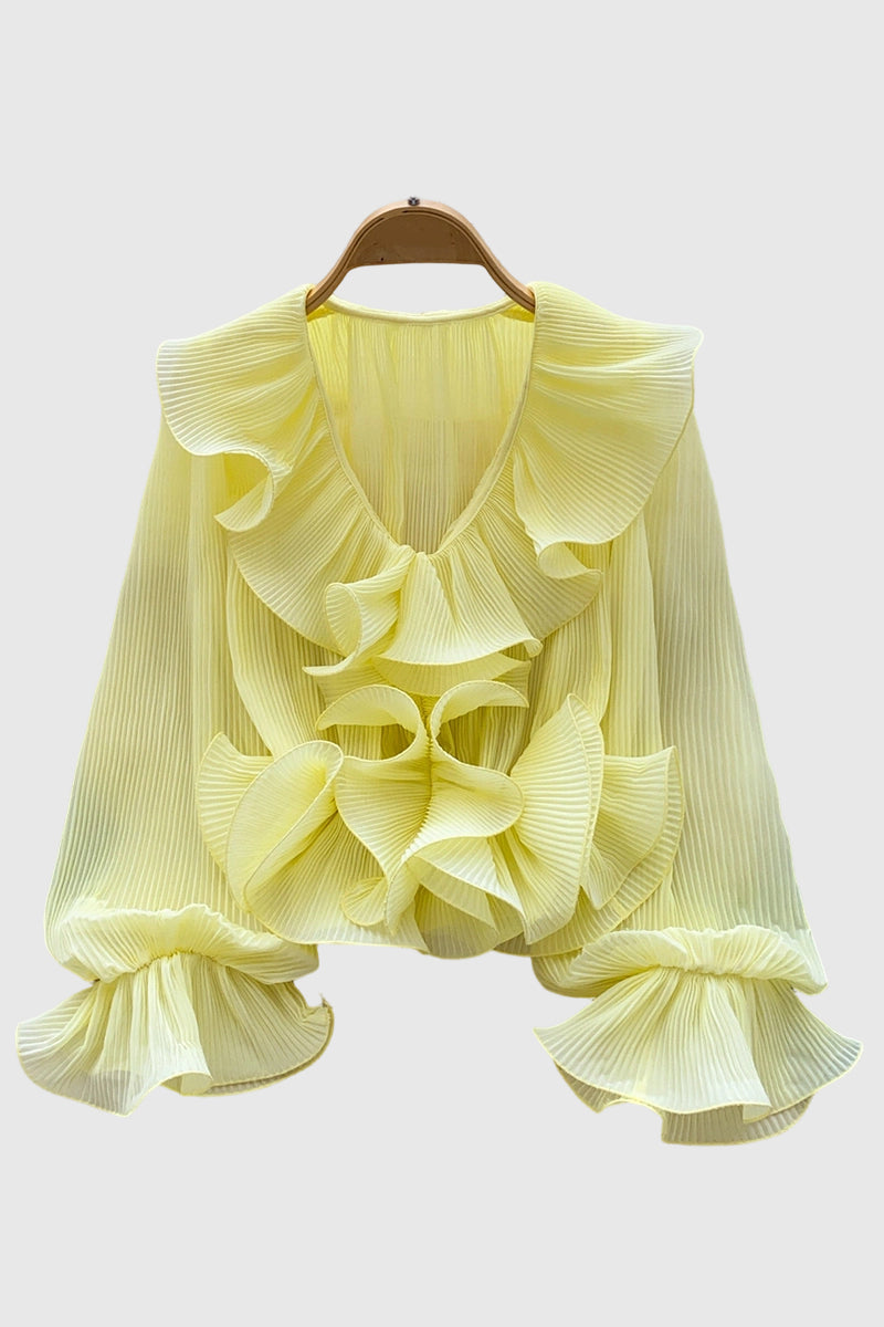 Ruffled V-Neck Blouse