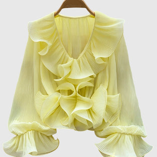 Ruffled V-Neck Blouse
