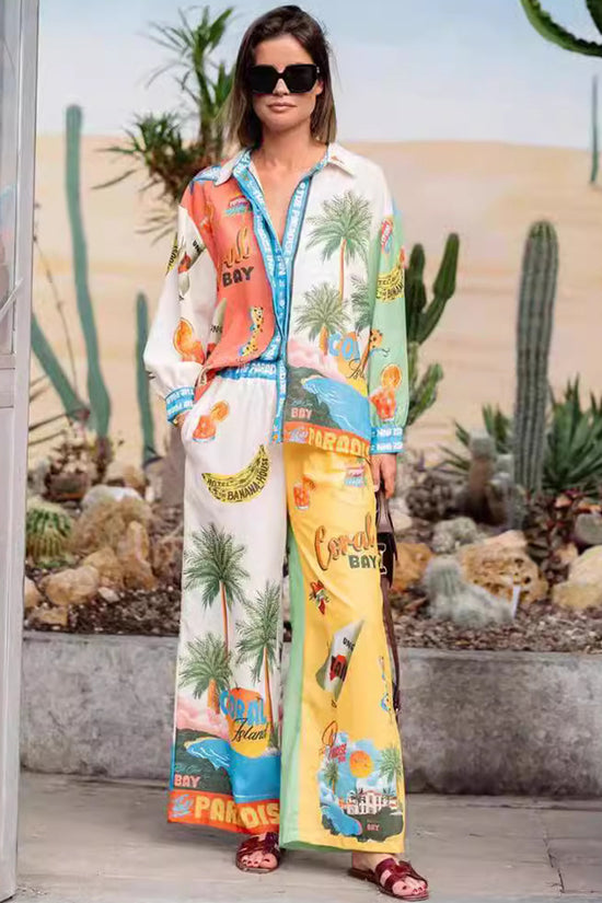 Abstract Print Relaxed Pants Set