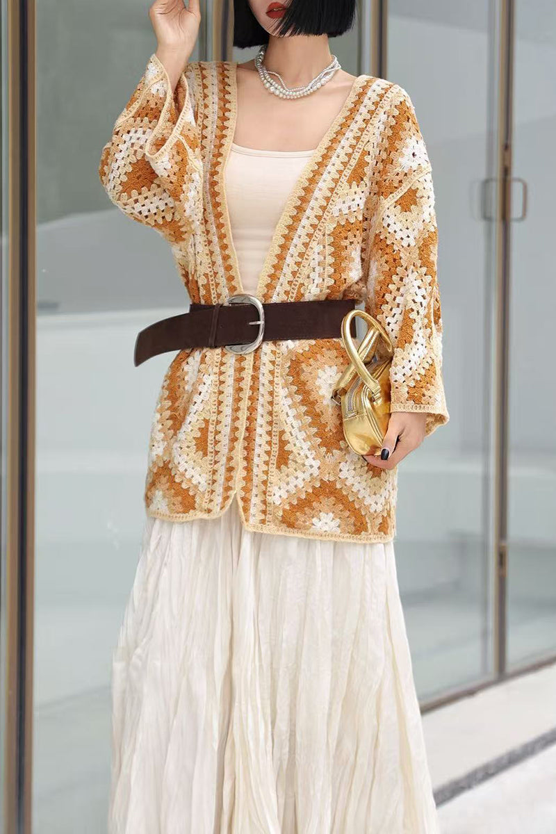 Vibrant Patterned Crochet Shrug