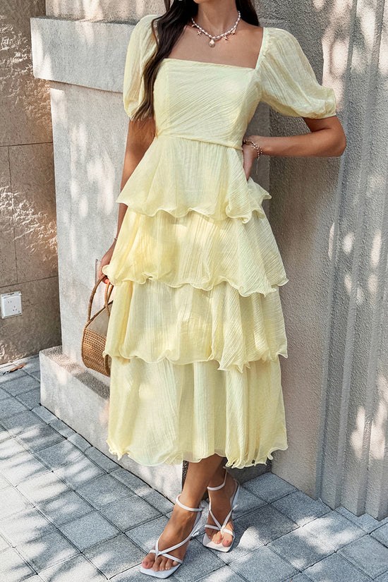 Tiered Ruffle Casual Midi Dress