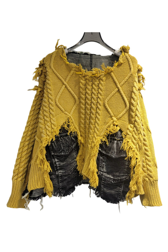 Distressed Knit Cable Sweater