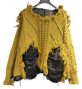 Distressed Knit Cable Sweater