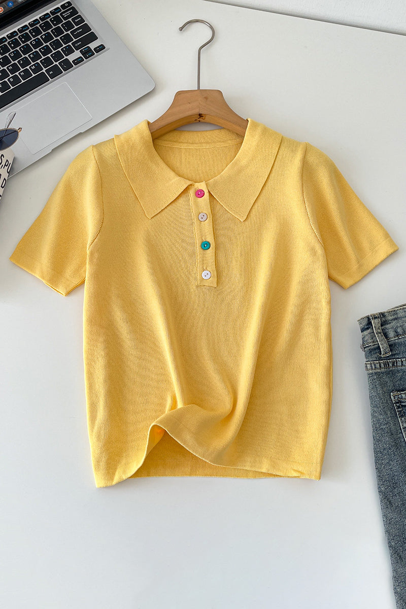 Stylish Polo T-Shirt with Button Accents