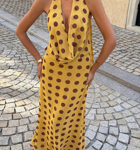 Polka Dot Halter Maxi Dress
