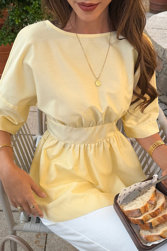 Elegant Peplum Boat Neck Blouse