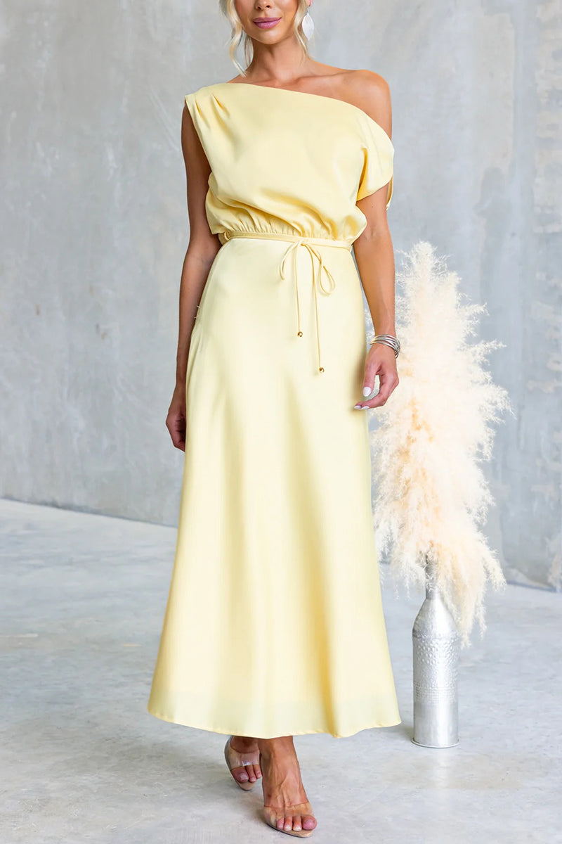 One-Shoulder Midi Casual Dress