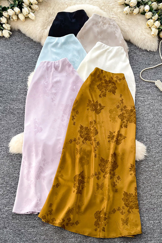 Floral Pattern Midi Skirt