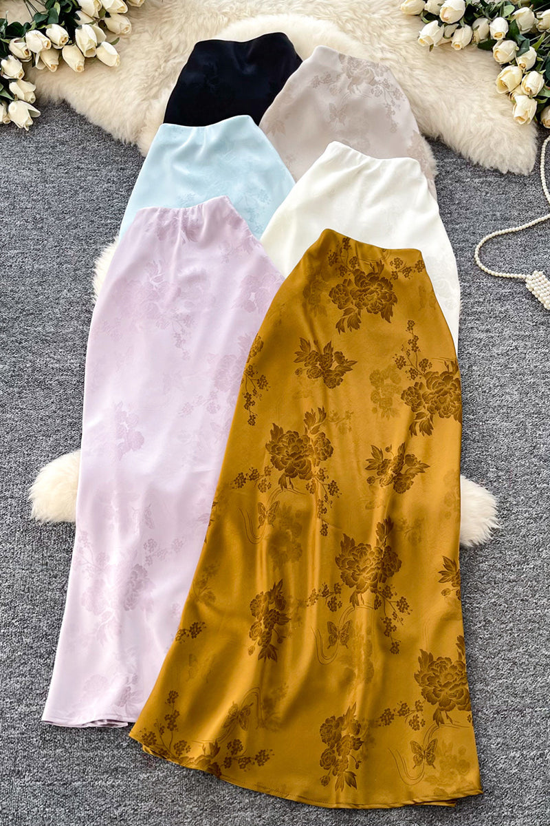 Floral Pattern Midi Skirt