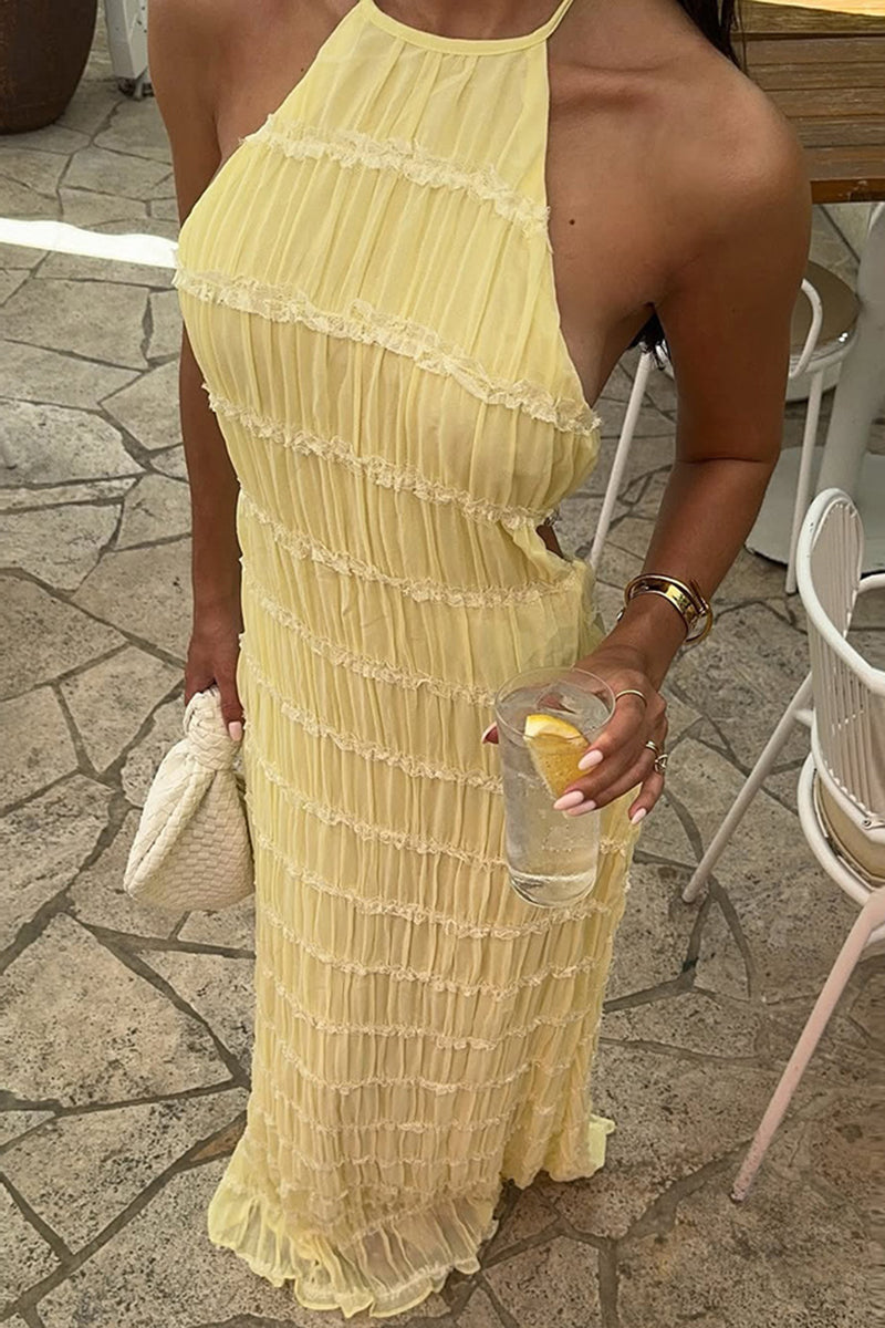 Textured Halter Midi Dress