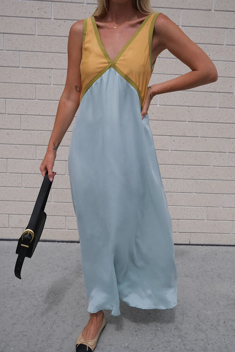V-Neck Sleek Casual Maxi Dress