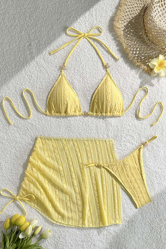 Elegant Tie-Back Bikini Set with Cover-Up