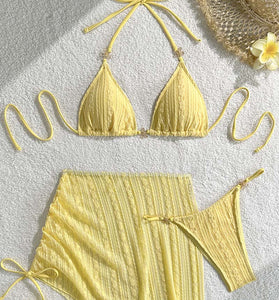 Elegant Tie-Back Bikini Set with Cover-Up