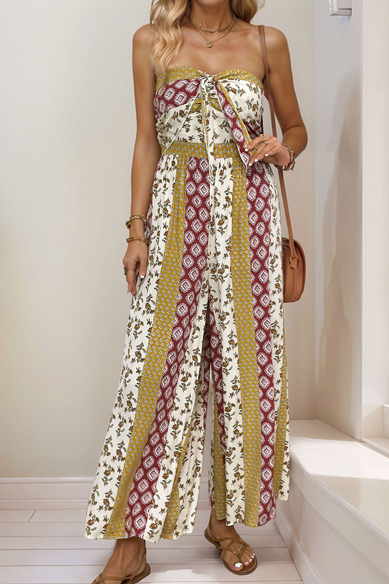 Strapless Boho Wide-Leg Jumpsuit