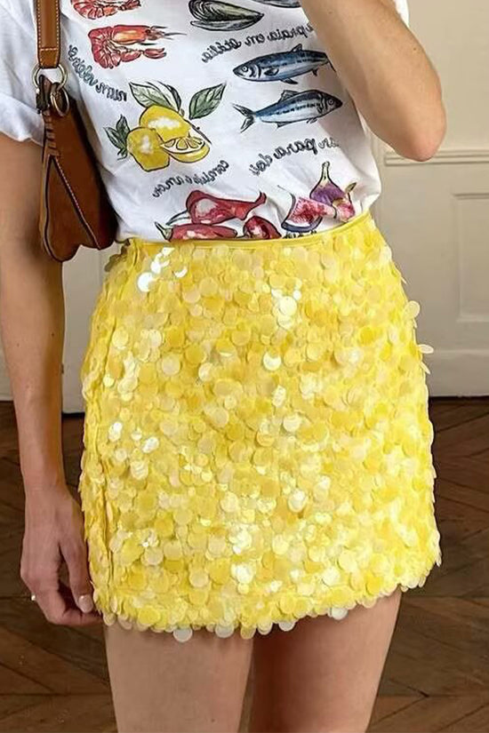 Sequin Embellished Mini Skirt