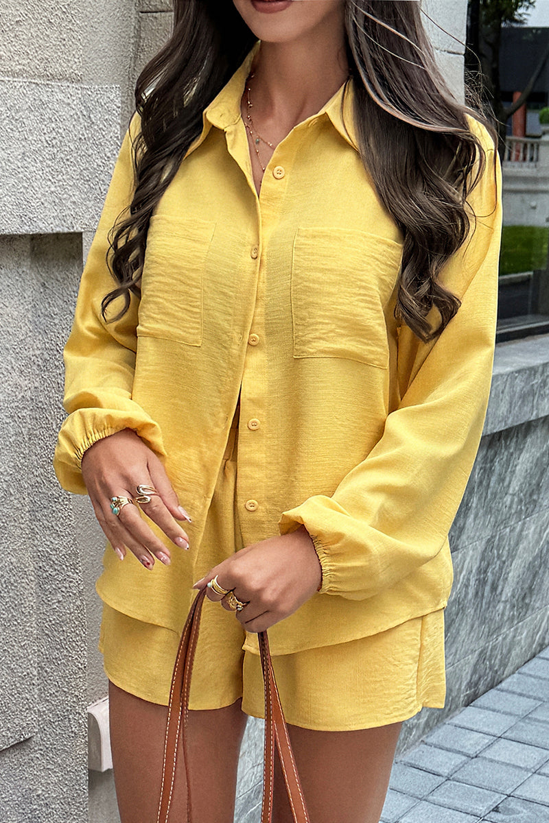 Chic Button-Up Shorts Ensemble
