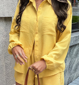 Chic Button-Up Shorts Ensemble