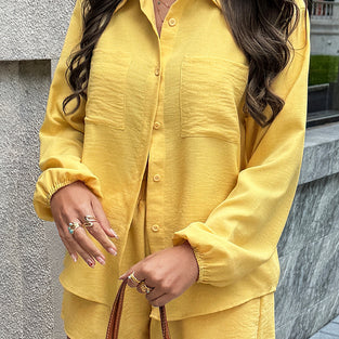 Chic Button-Up Shorts Ensemble