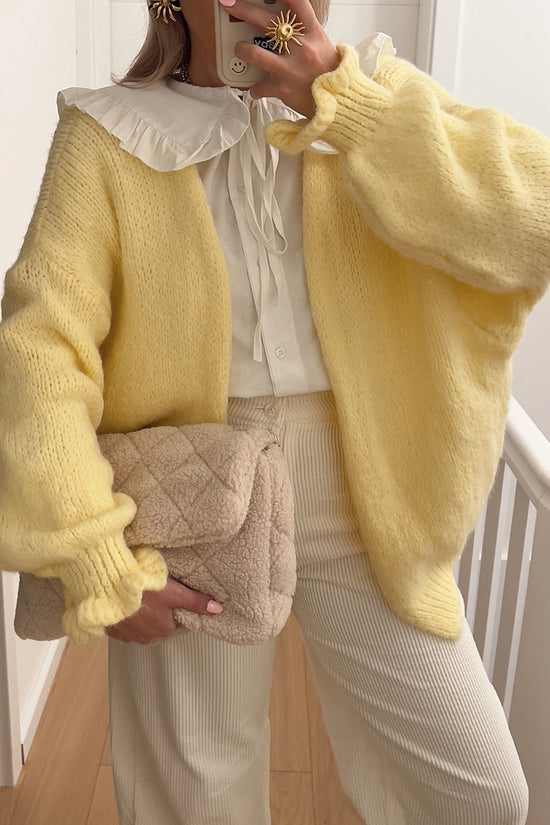 Cozy Oversized Cardigan with Ruffled Sleeves