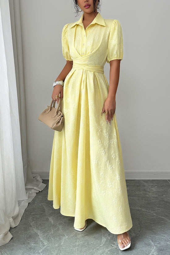 Elegant Puff Sleeve Maxi Dress