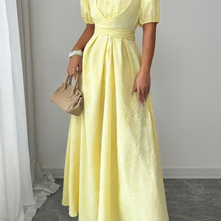 Elegant Puff Sleeve Maxi Dress
