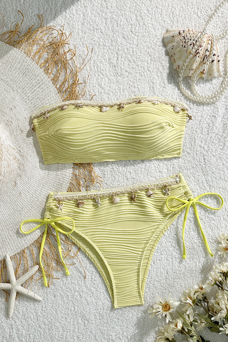 Shell-Embellished Bandeau Bikini Set