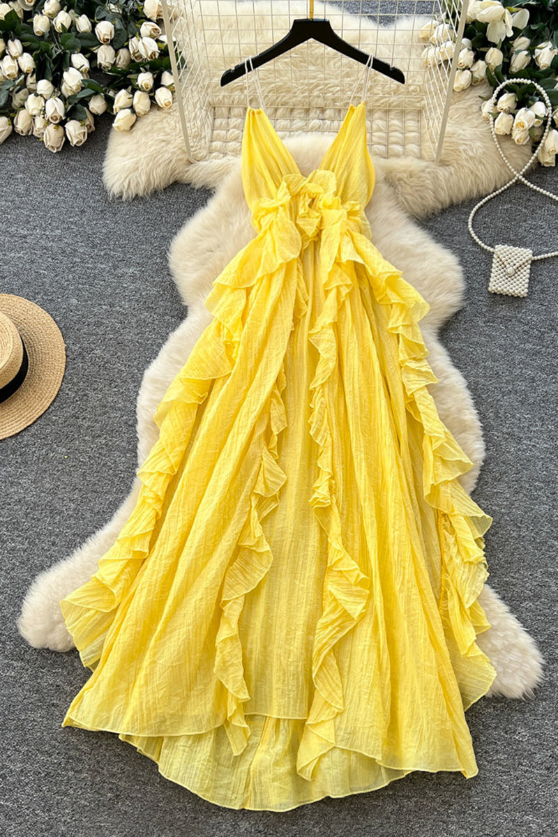 Ruffled Sleeveless Casual Dress