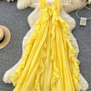 Ruffled Sleeveless Casual Dress