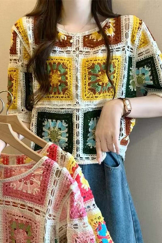 Colorful Patterned Crochet Cardigan