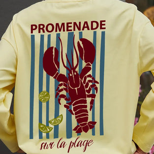 Graphic Long Sleeve T-Shirt with Lobster Print