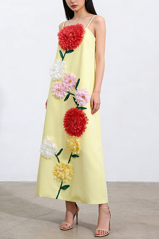 Floral Appliqué Sleeveless Casual Dress