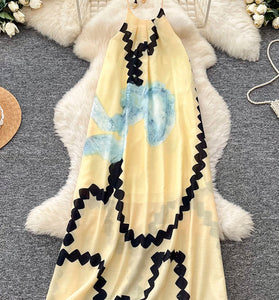 Abstract Pattern Sleeveless Casual Dress