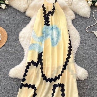Abstract Pattern Sleeveless Casual Dress