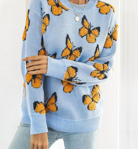 Butterfly Pattern Relaxed Fit Sweater